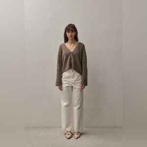 The Curated Classic Cardigan Bracken Taupe S Small Cashmere